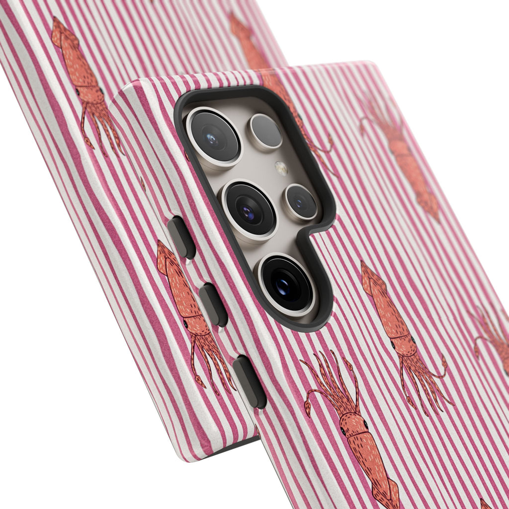 Squid Stripe Phone Case — Pink Nautical Sea Creature Pattern