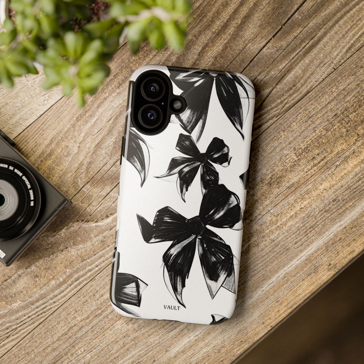 Floral Brushstroke Phone Case — Black & White Botanical Tough Case