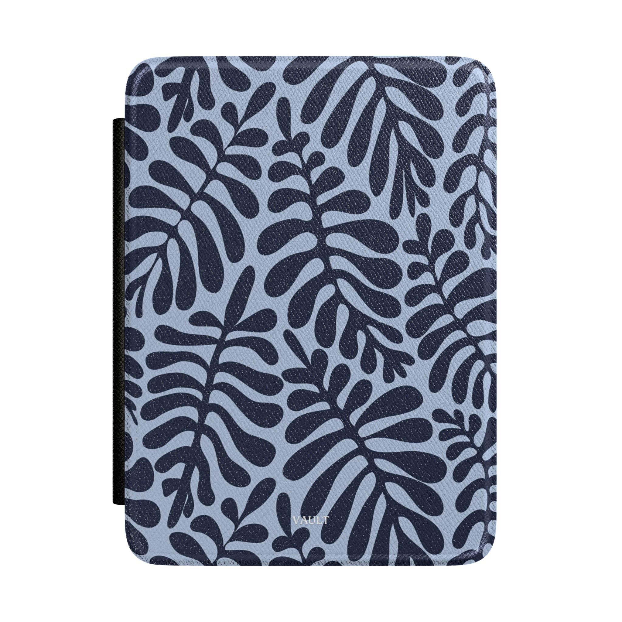 Botanical Leaf Kindle Case – Navy Blue Floral E-Reader Cover