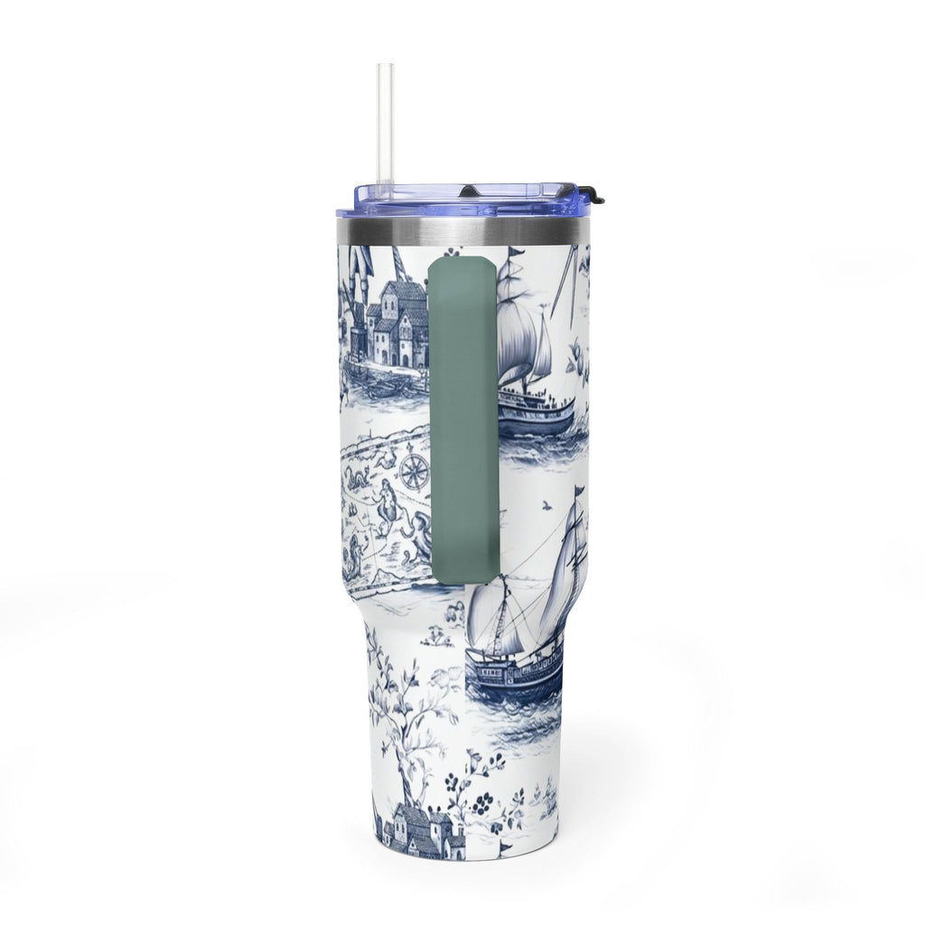 Nautical Blue Toile 40oz Thermal Tumbler