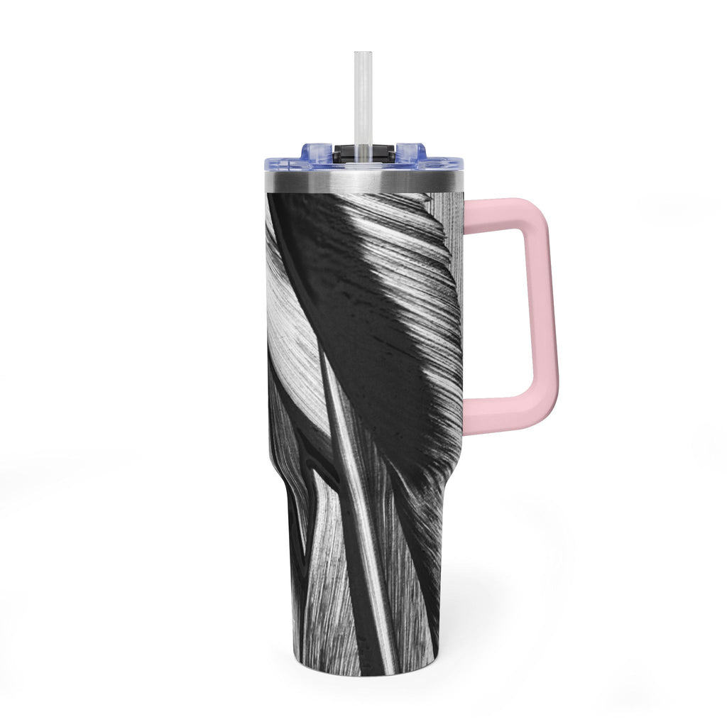 40oz Black & White Tropical Leaf Thermal Tumbler
