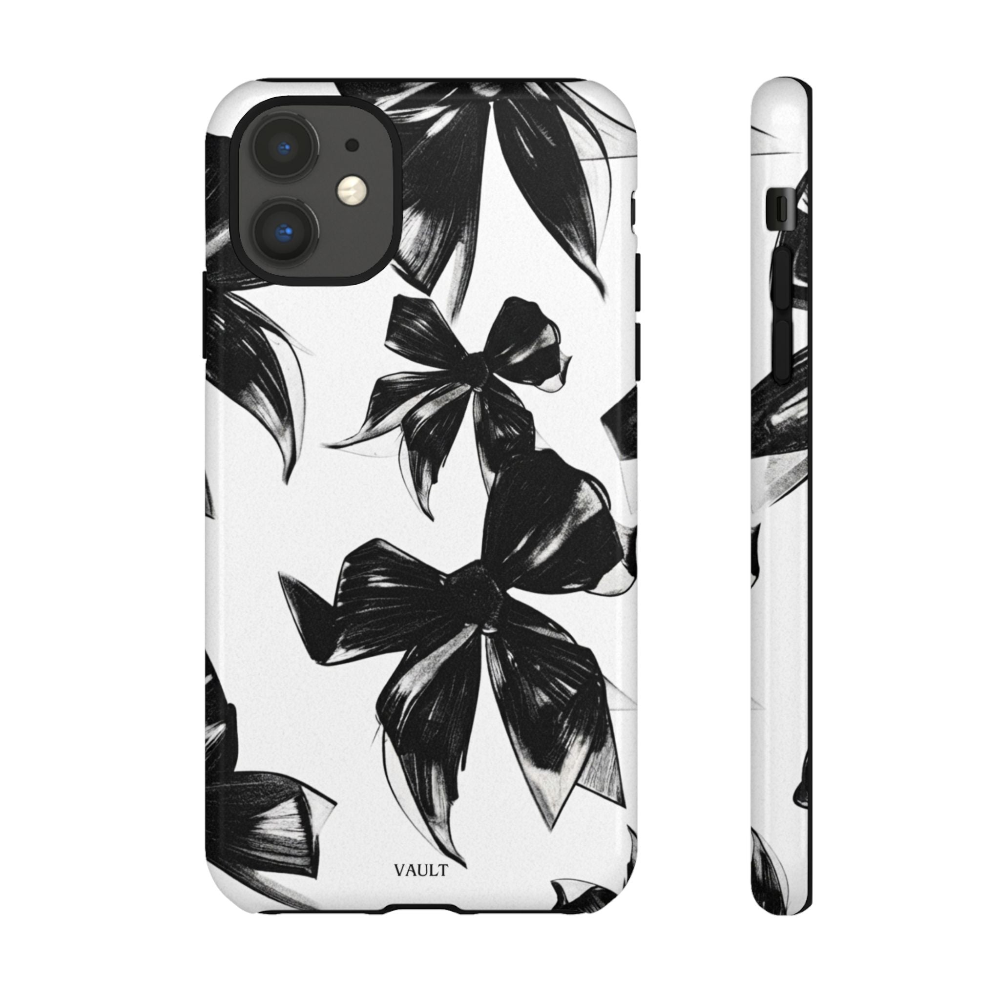 Floral Brushstroke Phone Case — Black & White Botanical Tough Case