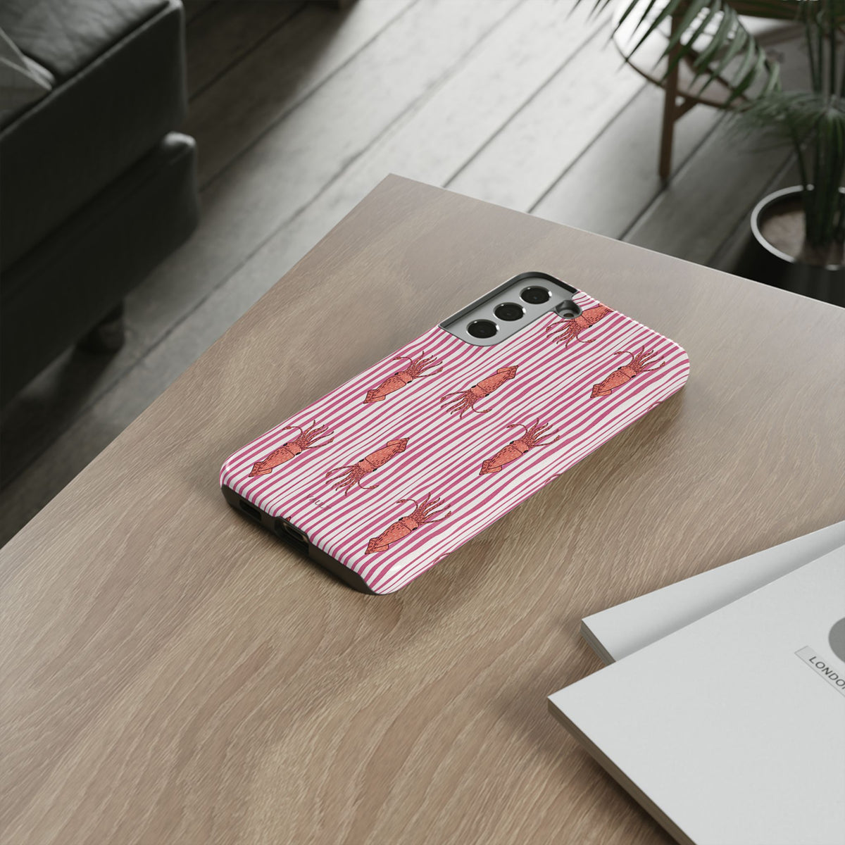 Squid Stripe Phone Case — Pink Nautical Sea Creature Pattern