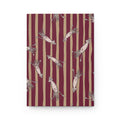 Hardcover Journal — Vintage Shrimp Pattern on Burgundy Stripes
