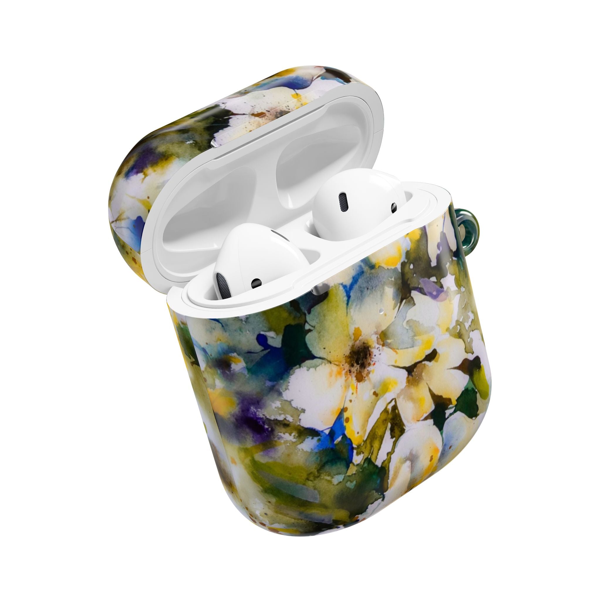 Floral Watercolor AirPod Case — White & Yellow Blossom Protective Cover