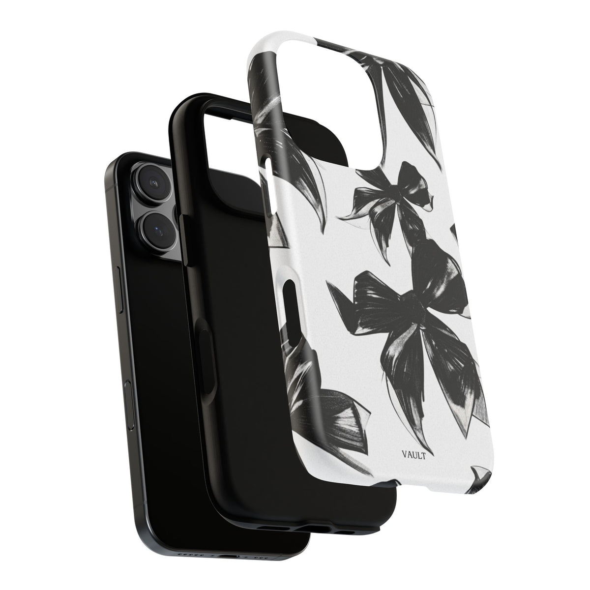 Floral Brushstroke Phone Case — Black & White Botanical Tough Case