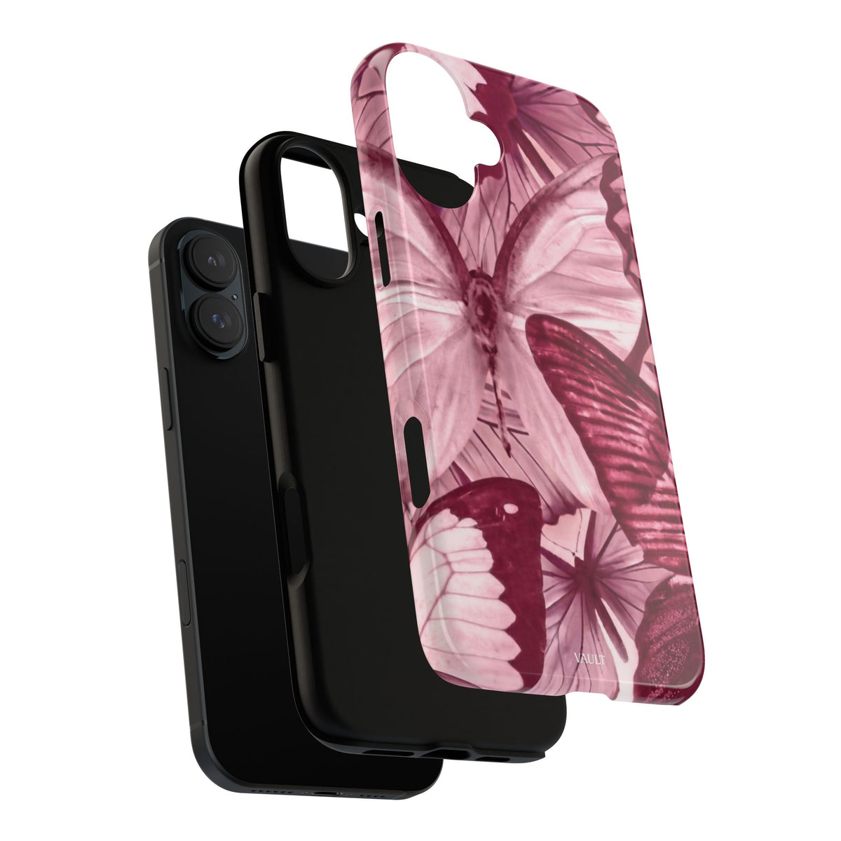 Butterfly Tough Phone Case — Vintage Pink Floral Protective Cover