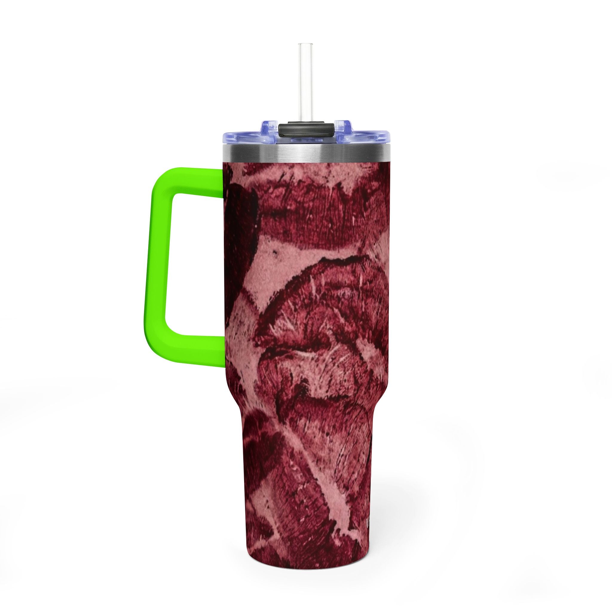 40oz Vacuum Tumbler - Burgundy Rose Marble Insulated Travel Cup