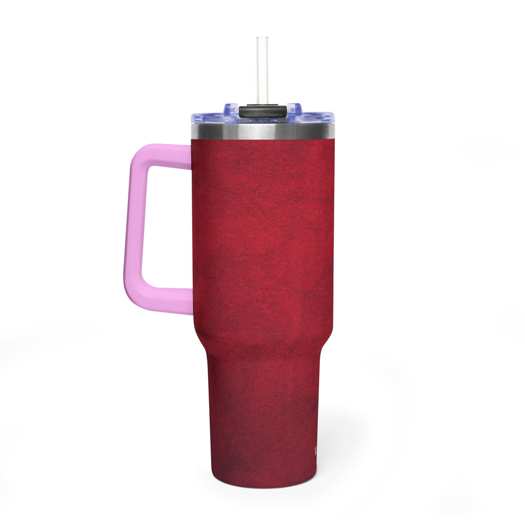 40oz Red Vacuum Tumbler – Insulated Travel Mug with Straw & Handle