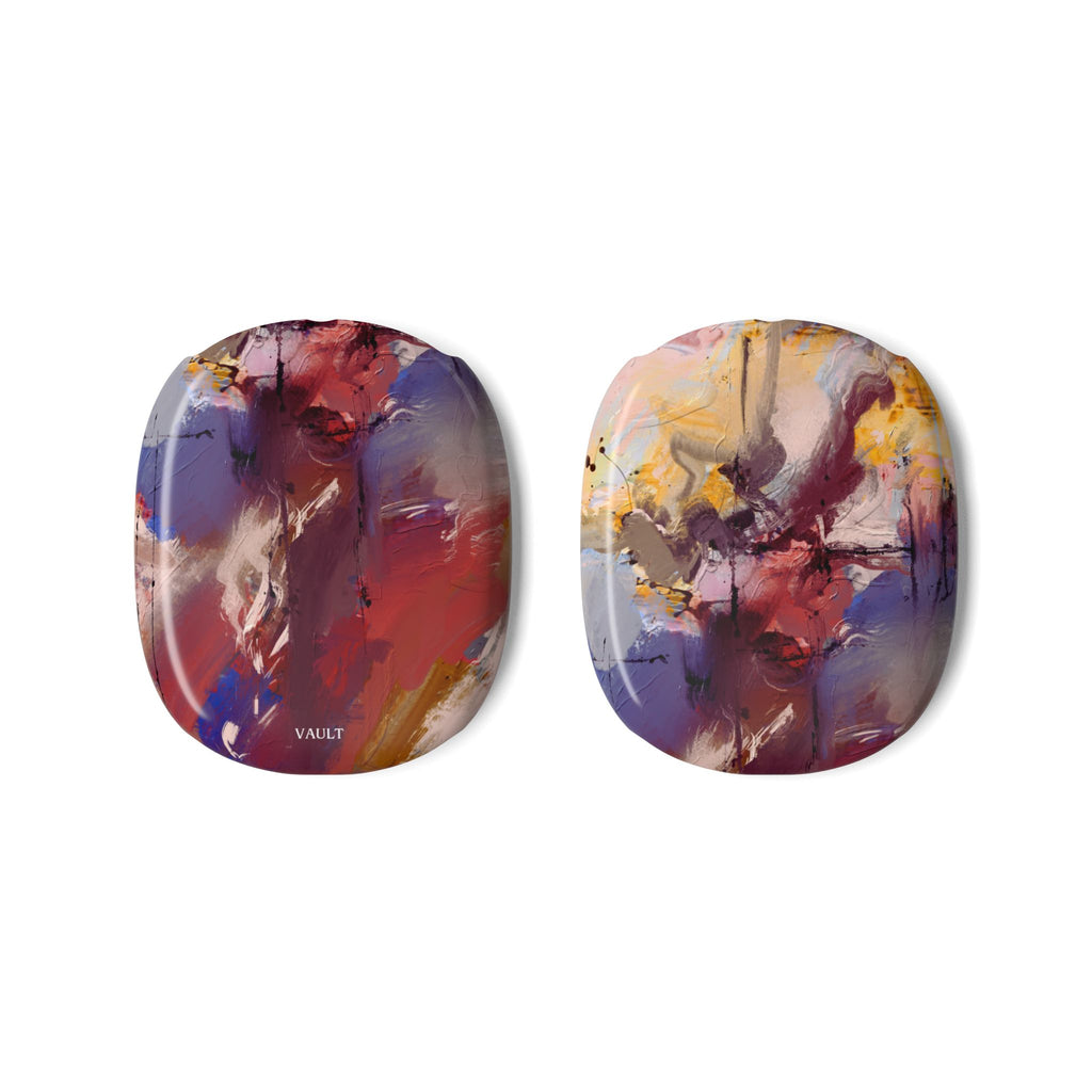Abstract Color Splash AirPods Max Case — Painterly Maroon & Gold Headphone Covers