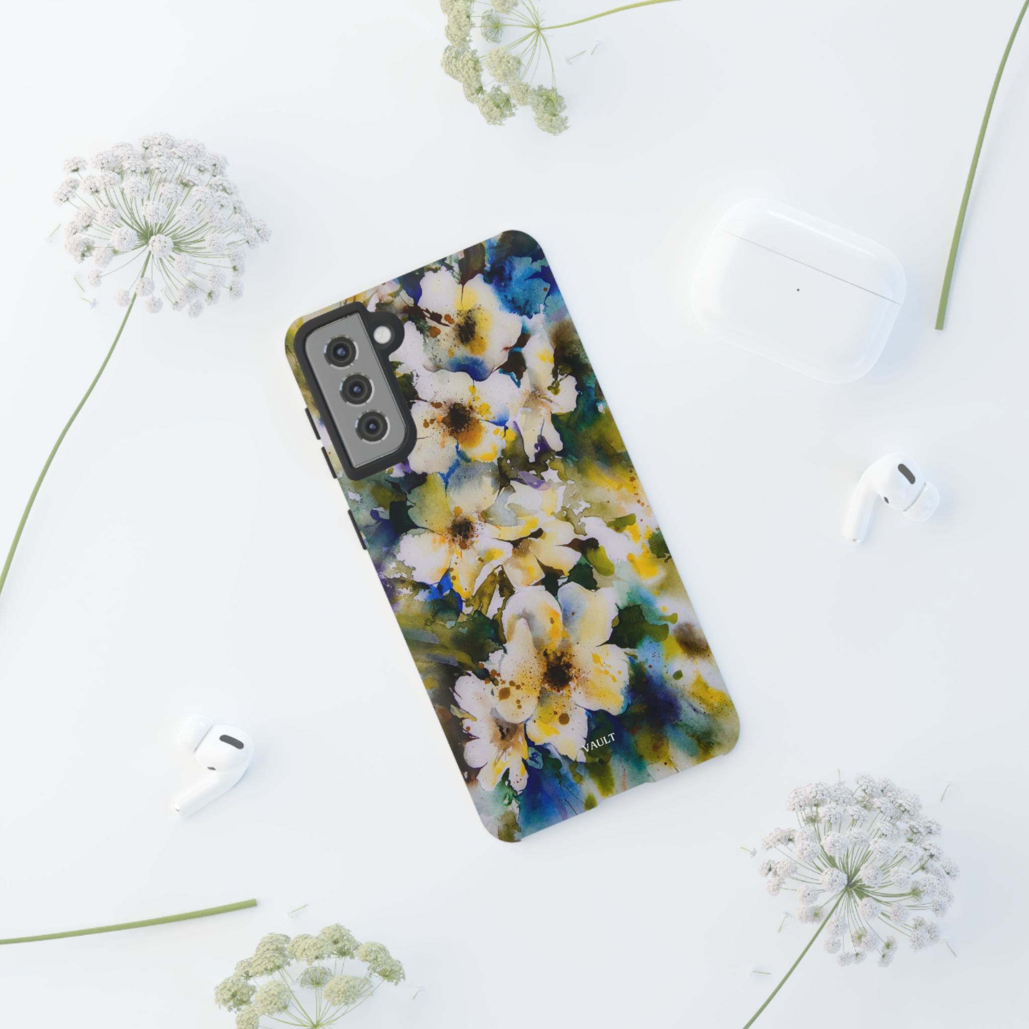 Floral Watercolor Tough Case – Yellow White Blossom Phone Cover