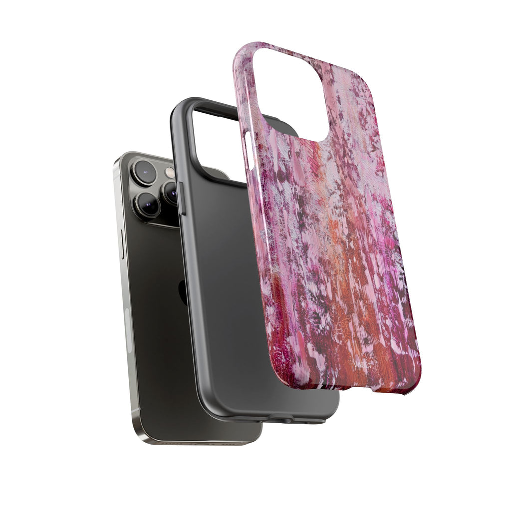 Pink Abstract Art Tough Phone Case — Protective Artistic Phone Cover