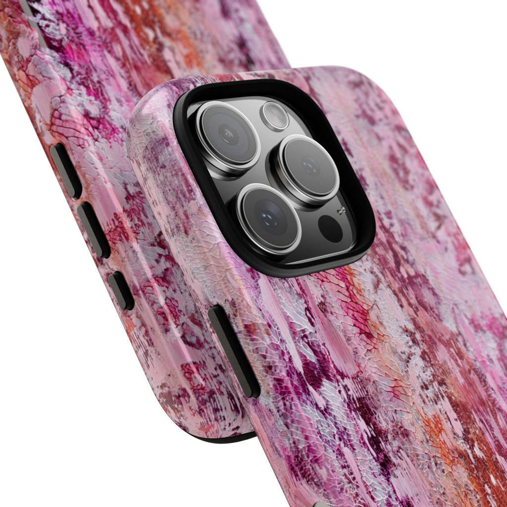 Pink Abstract Art Tough Phone Case — Protective Artistic Phone Cover