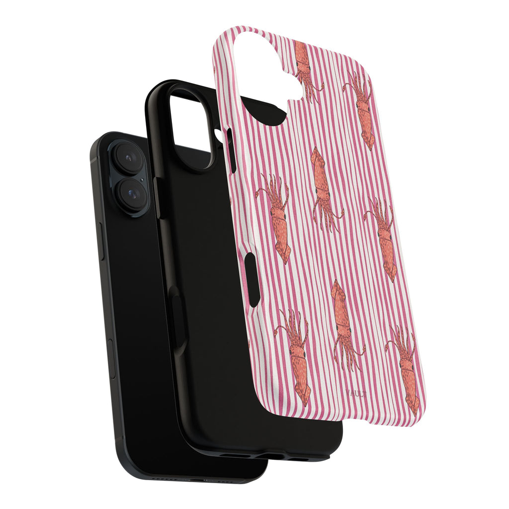 Squid Stripe Phone Case — Pink Nautical Sea Creature Pattern