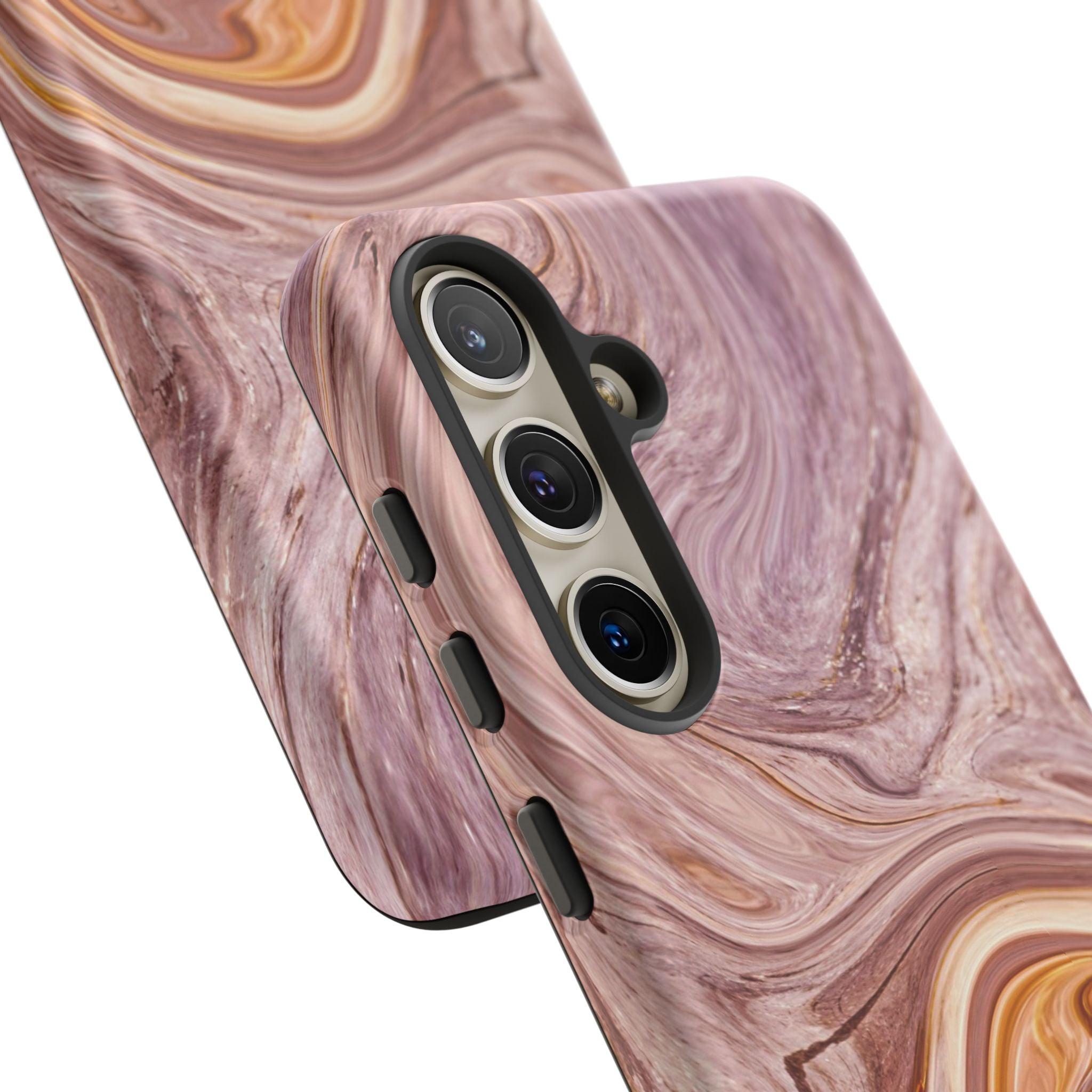 Marble Swirl Phone Case — Pink & Gold Abstract Tough Case