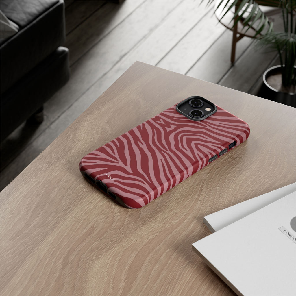 Red Zebra Print Tough Phone Case