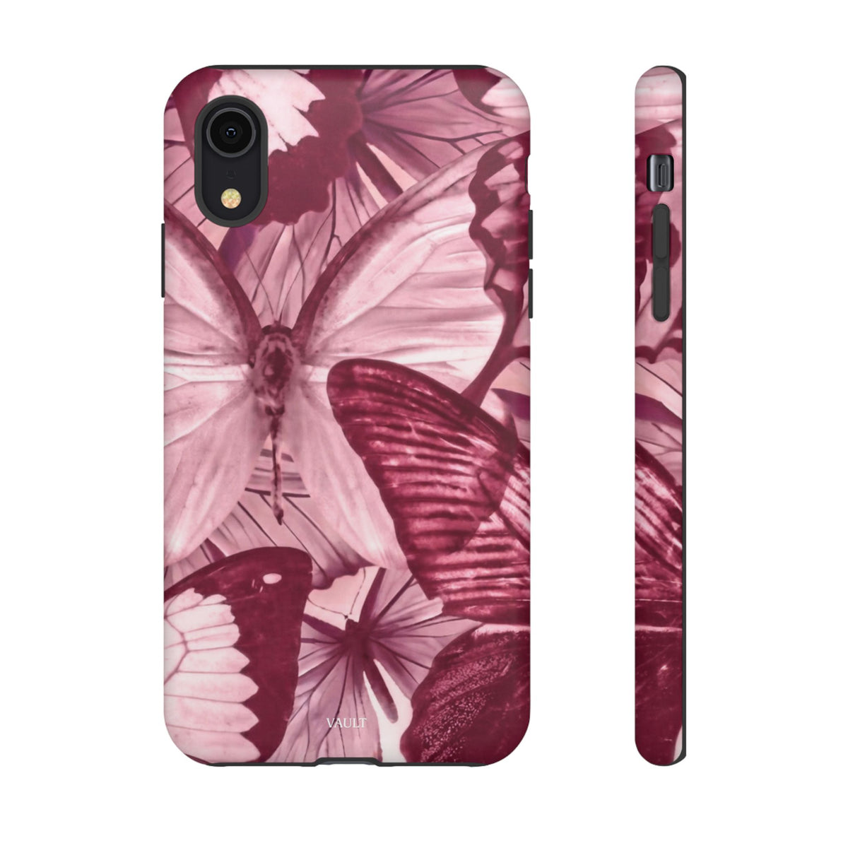 Butterfly Tough Phone Case — Vintage Pink Floral Protective Cover