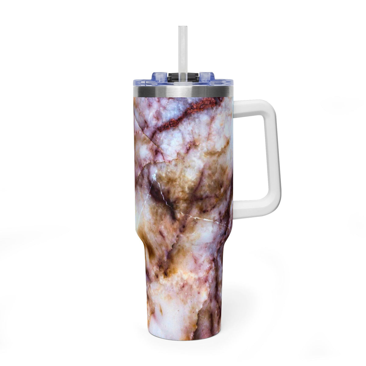 40oz Marble Rose Quartz Vacuum Tumbler – Insulated Travel Mug