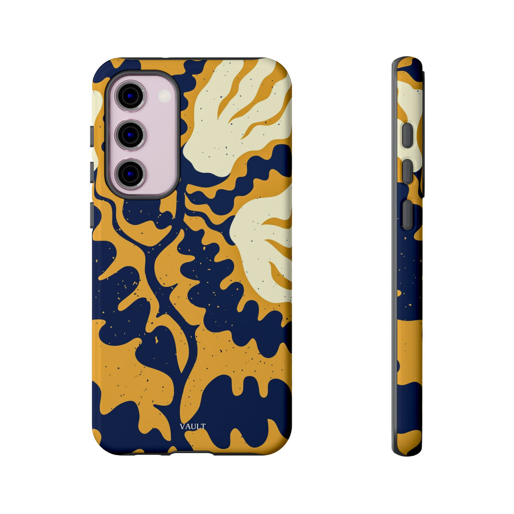 Bold Abstract Floral Phone Case (Navy & Mustard)