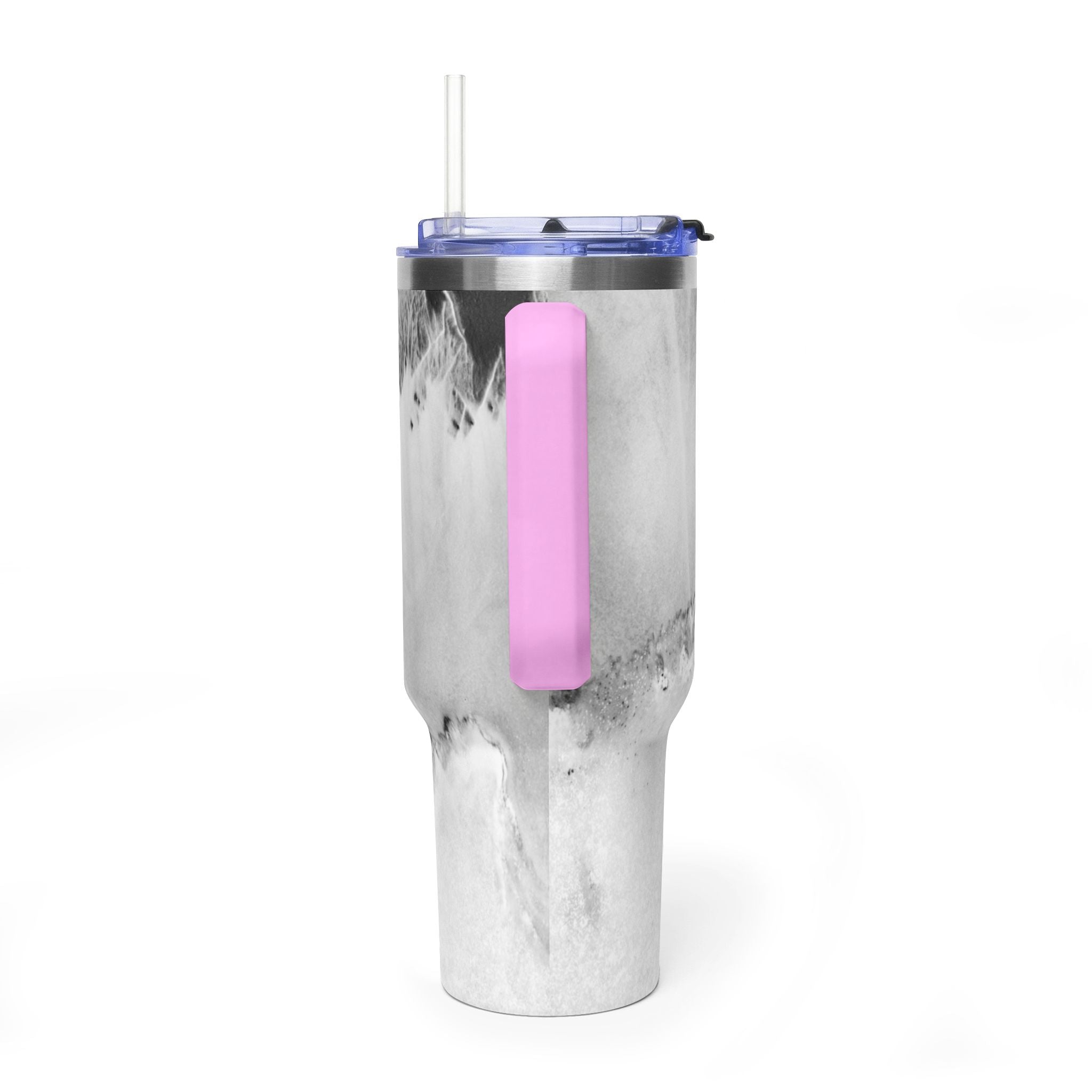 40oz Marble Vacuum Tumbler — Insulated Travel Mug with Handle
