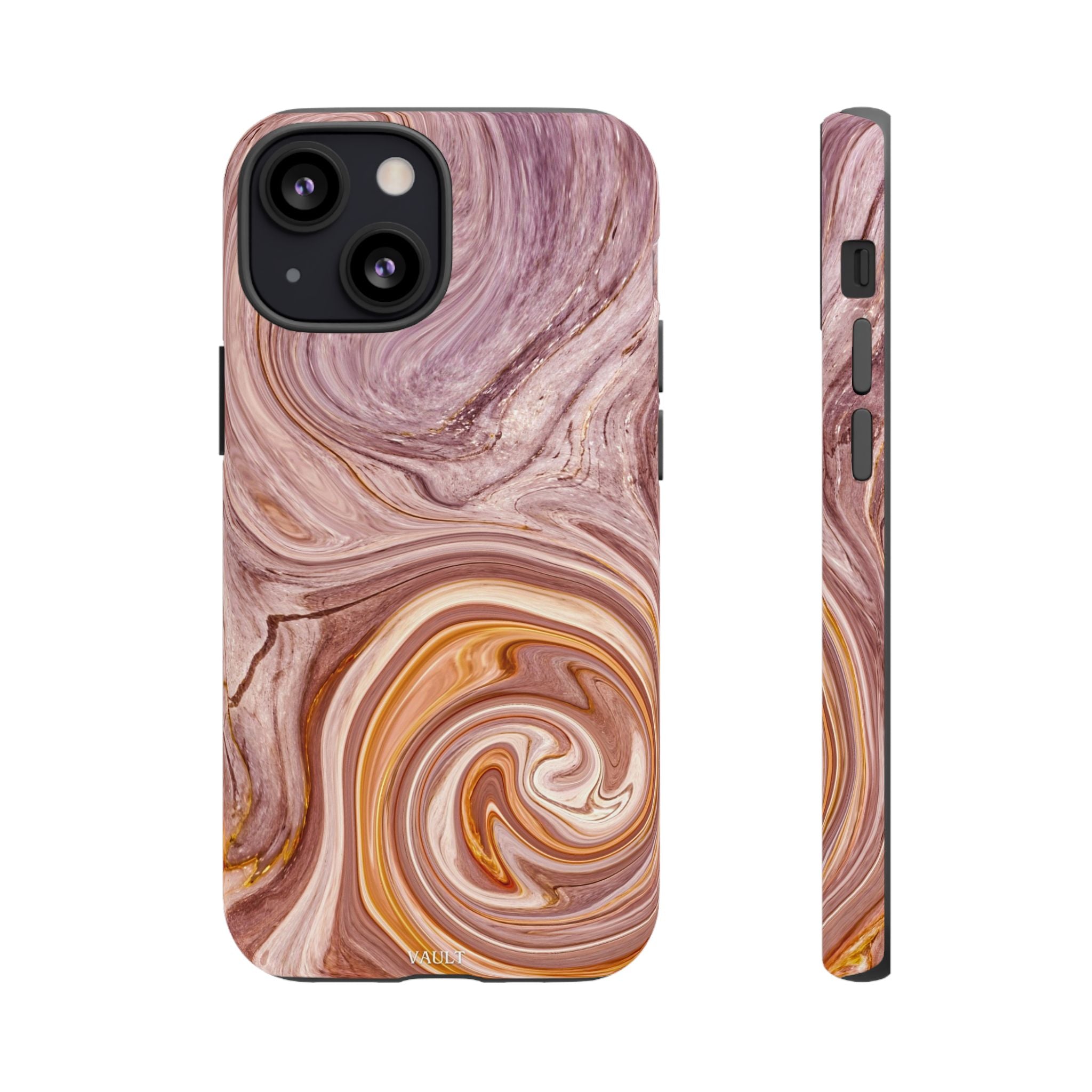 Marble Swirl Phone Case — Pink & Gold Abstract Tough Case