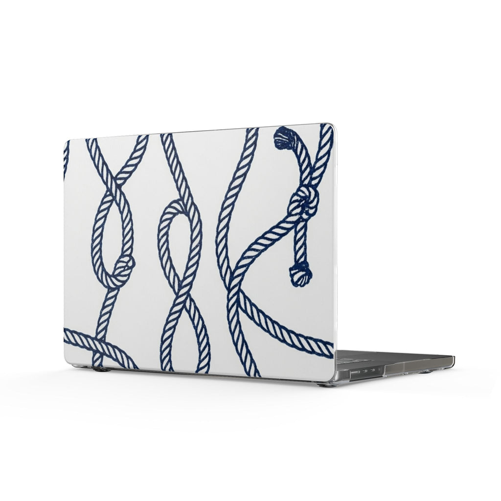 Nautical Rope MacBook Case — Blue Knots on White