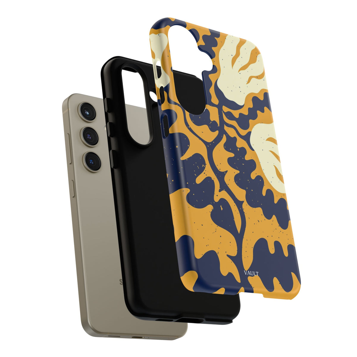 Bold Abstract Floral Phone Case (Navy & Mustard)