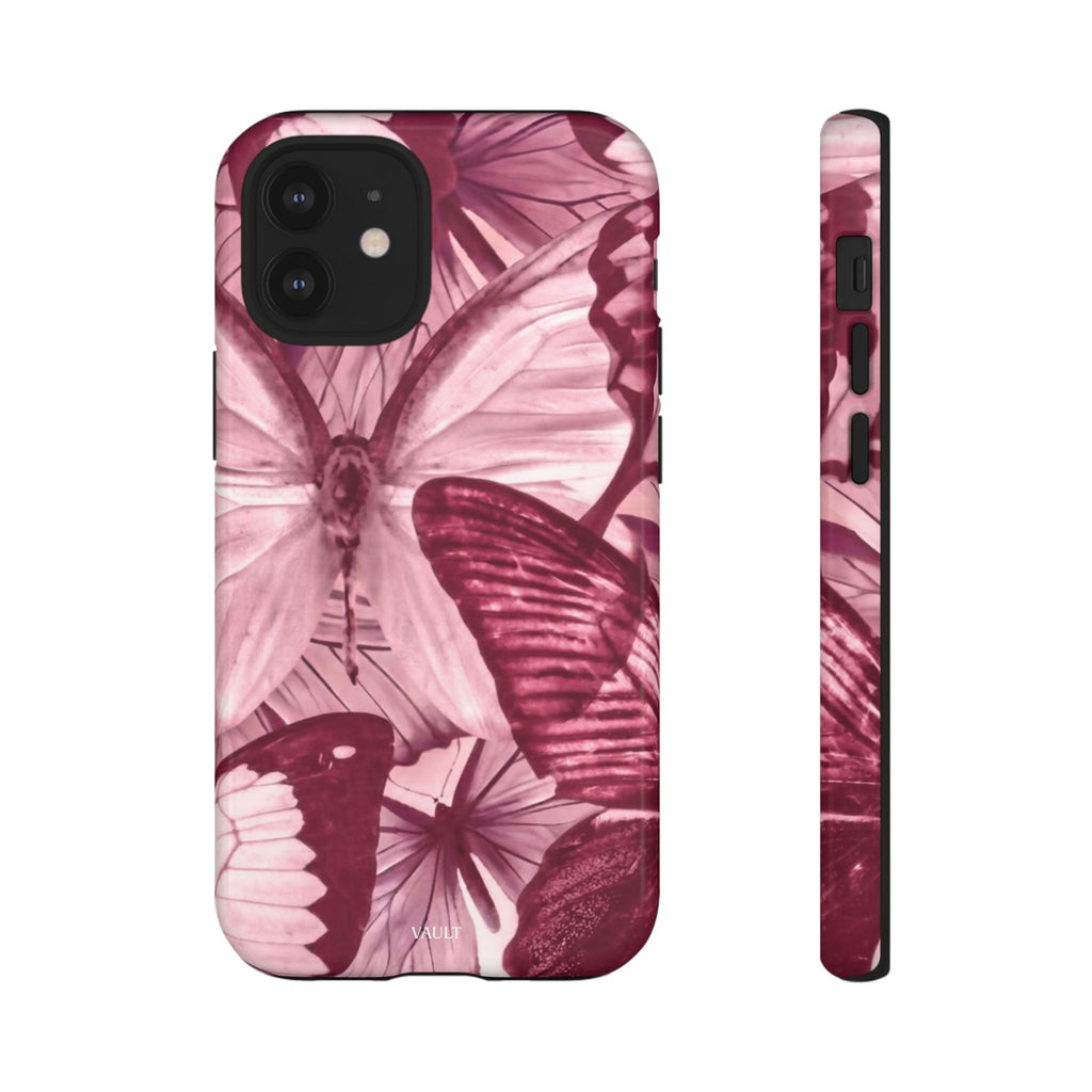 Butterfly Tough Phone Case — Vintage Pink Floral Protective Cover
