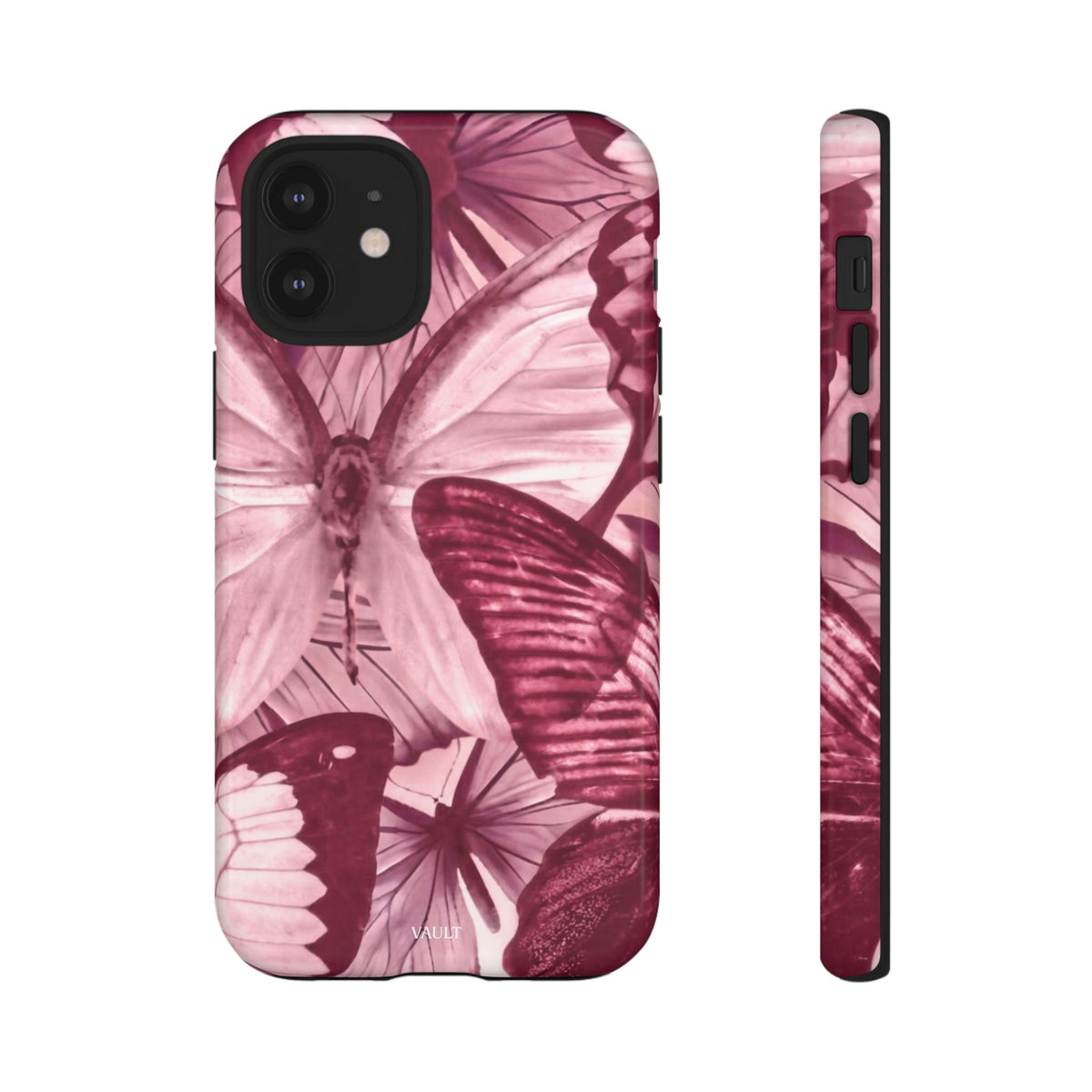 Butterfly Tough Phone Case — Vintage Pink Floral Protective Cover