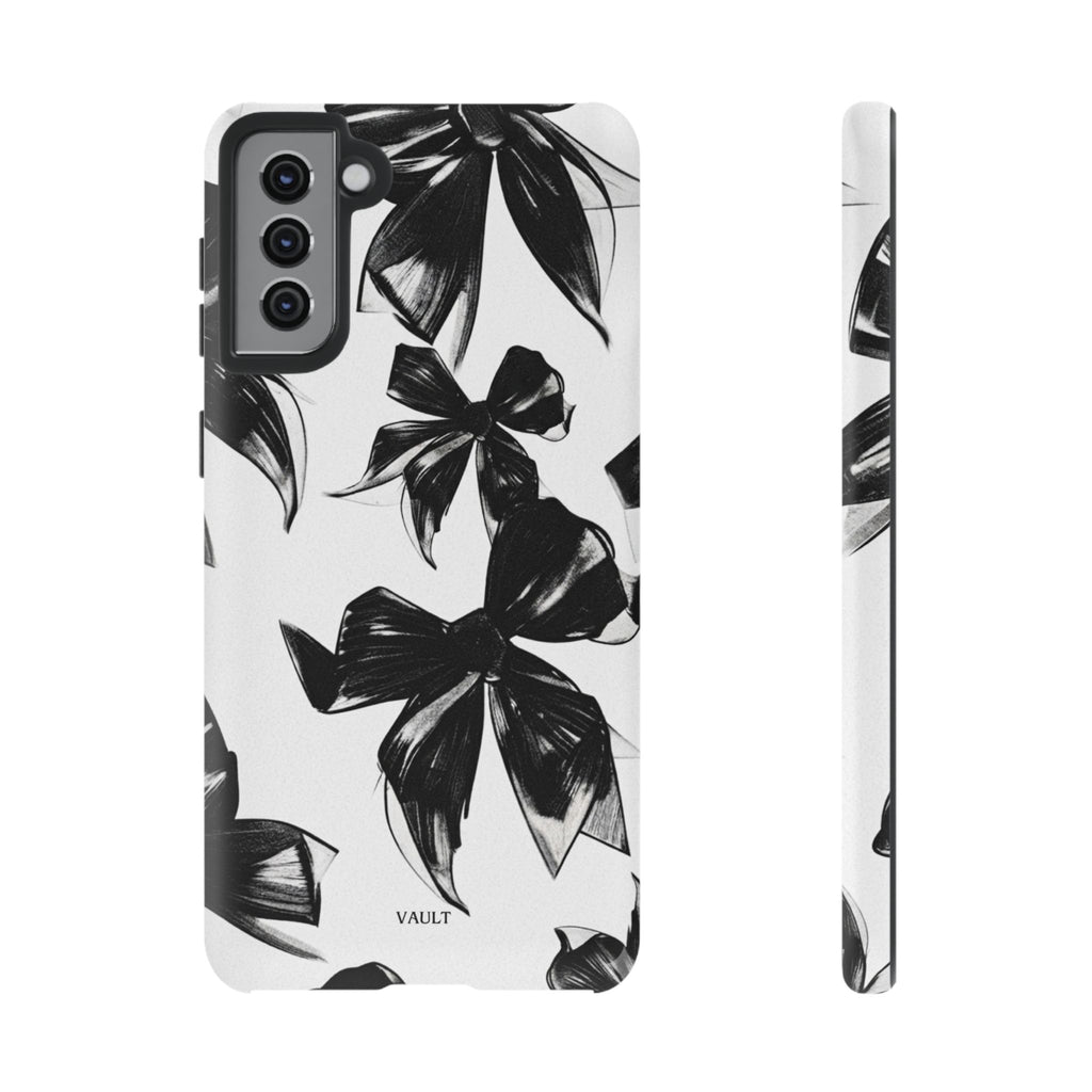 Floral Brushstroke Phone Case — Black & White Botanical Tough Case