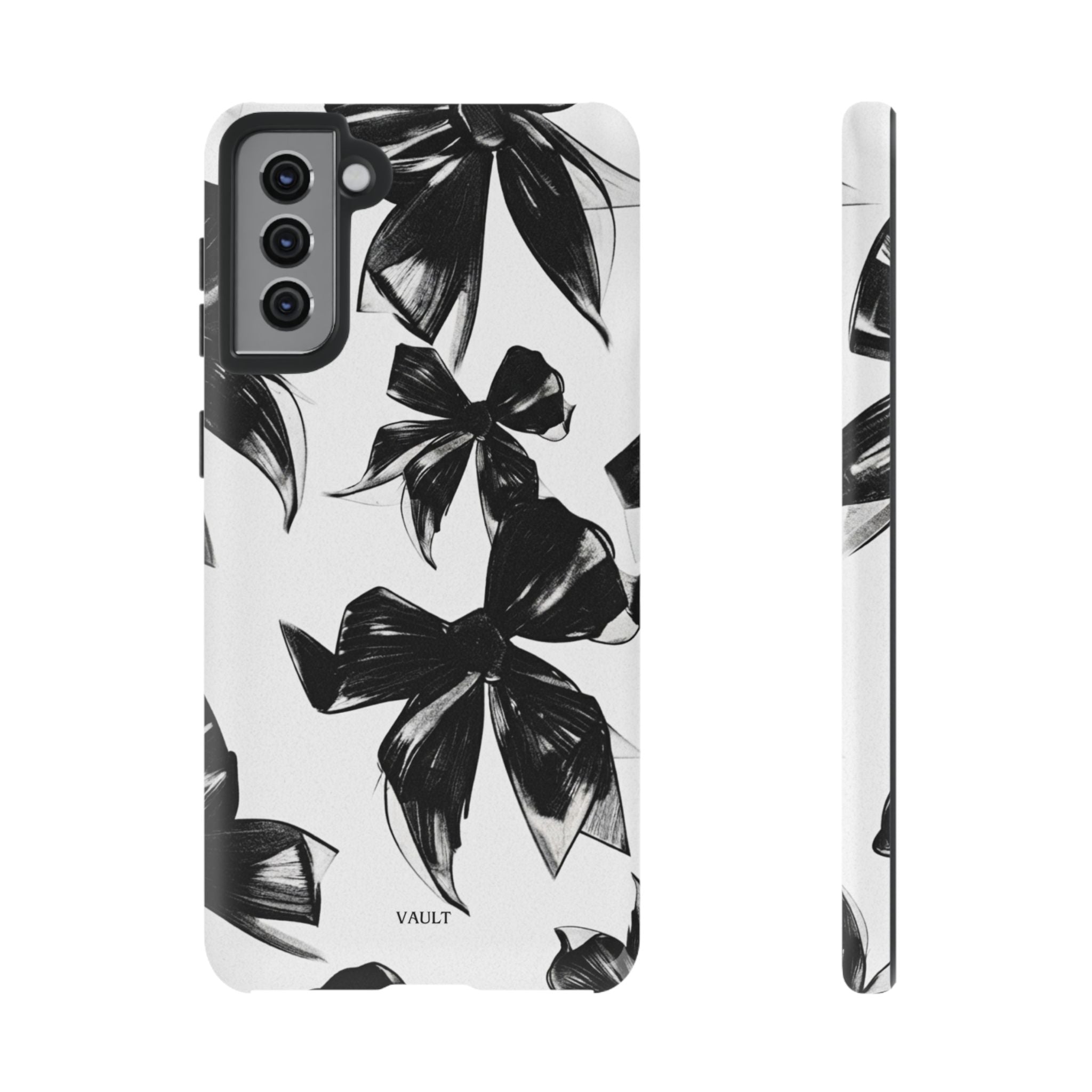 Floral Brushstroke Phone Case — Black & White Botanical Tough Case