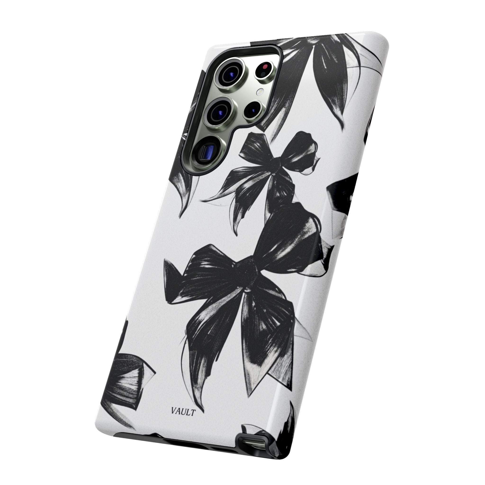 Floral Brushstroke Phone Case — Black & White Botanical Tough Case