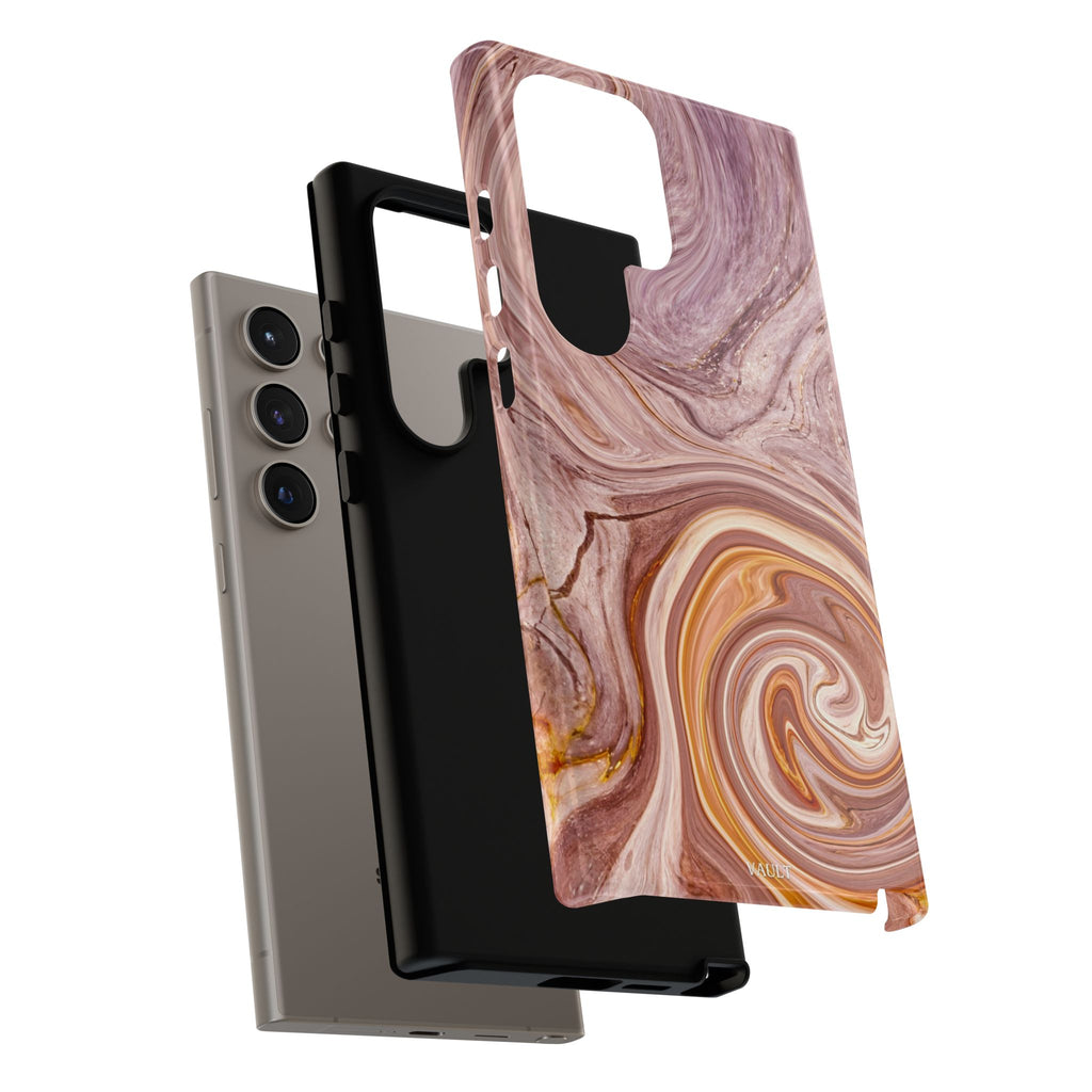 Marble Swirl Phone Case — Pink & Gold Abstract Tough Case