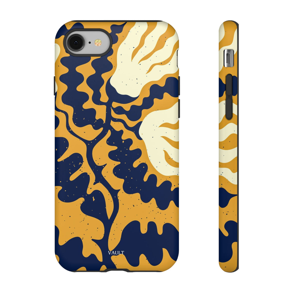 Bold Abstract Floral Phone Case (Navy & Mustard)