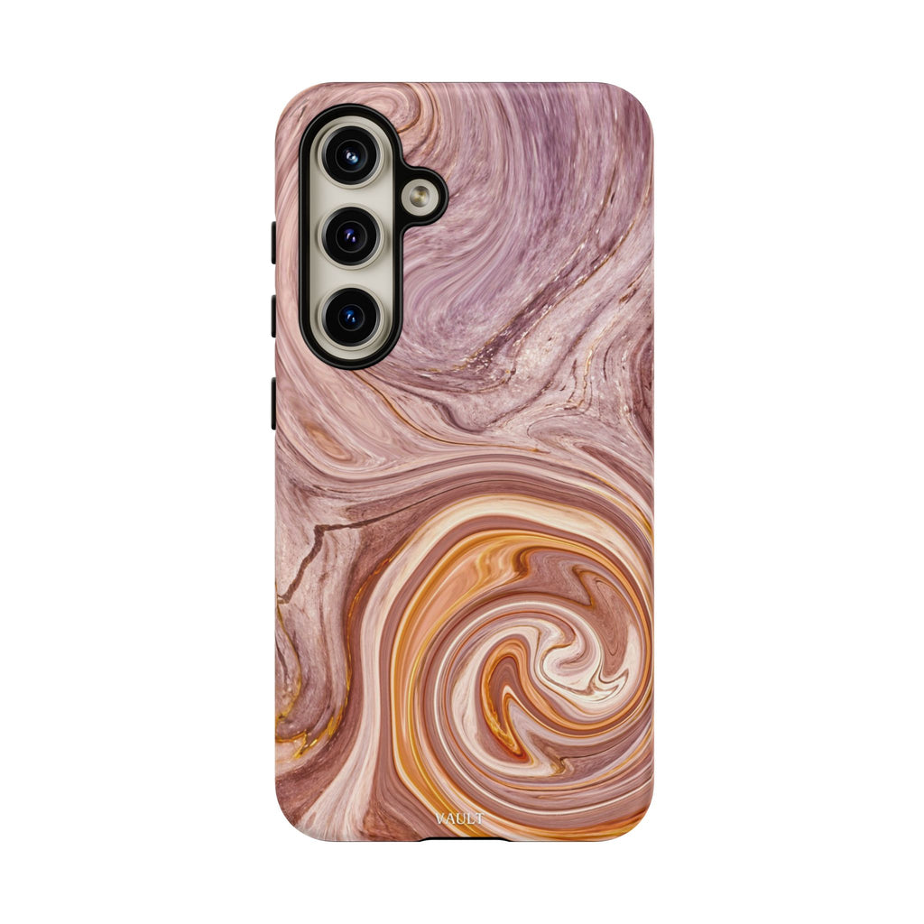 Marble Swirl Phone Case — Pink & Gold Abstract Tough Case