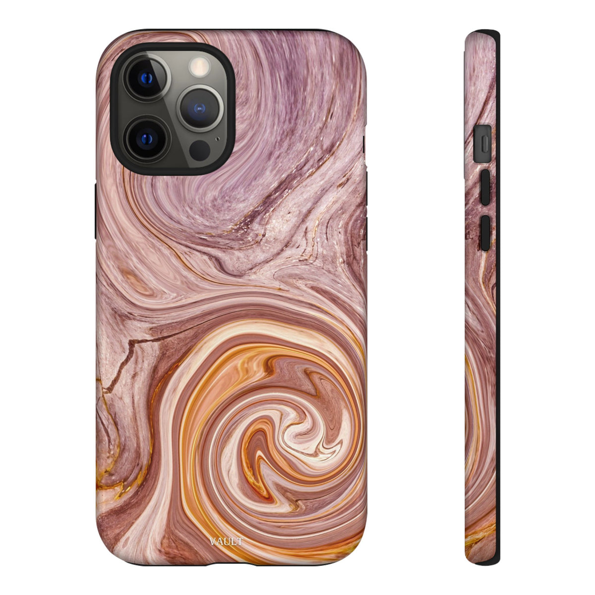 Marble Swirl Phone Case — Pink & Gold Abstract Tough Case