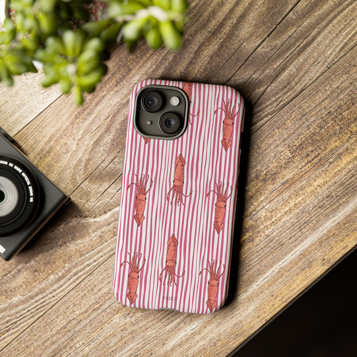 Squid Stripe Phone Case — Pink Nautical Sea Creature Pattern