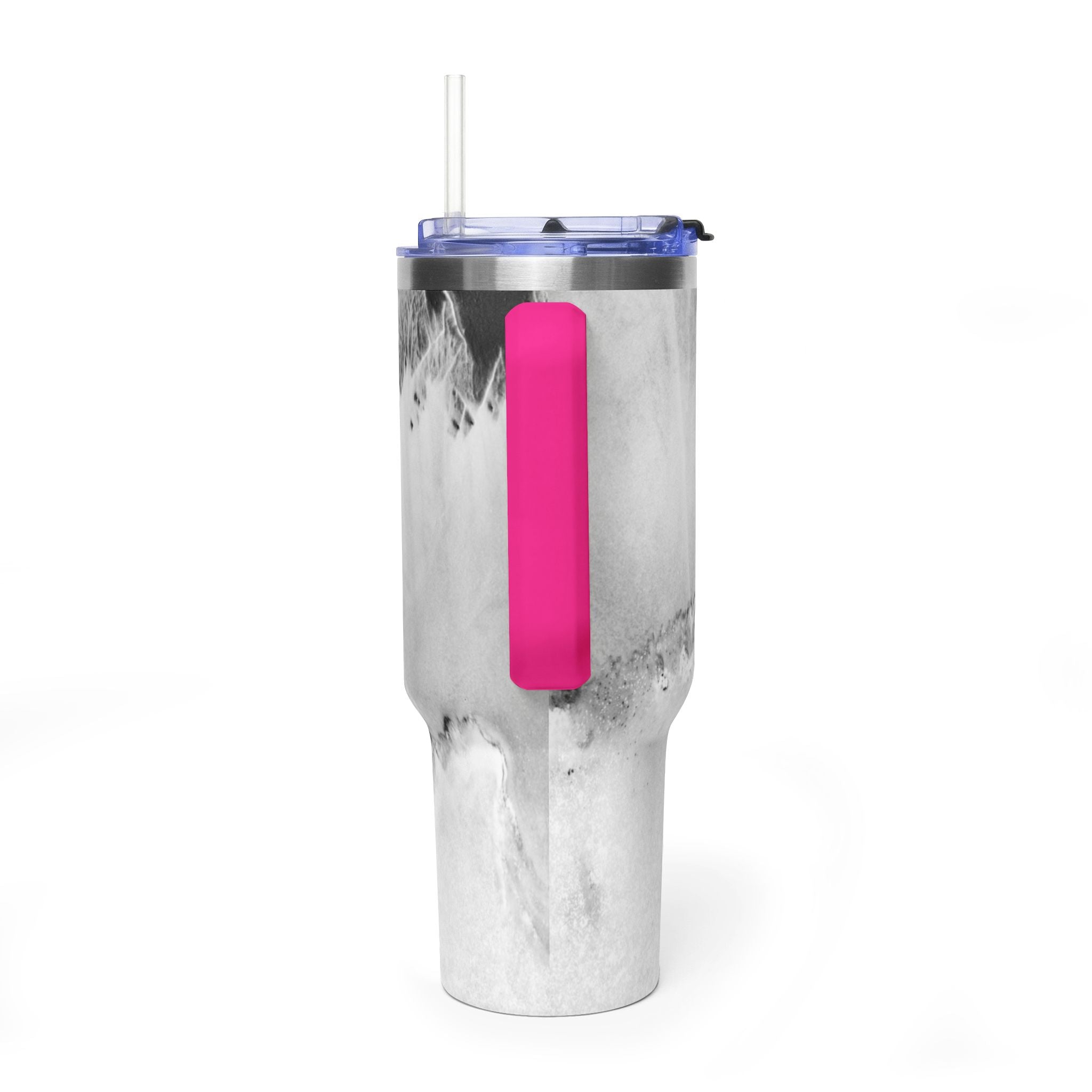 40oz Marble Vacuum Tumbler — Insulated Travel Mug with Handle
