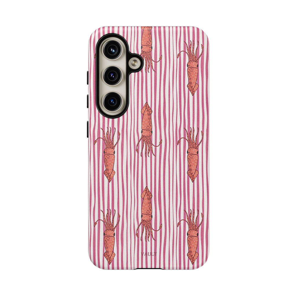 Squid Stripe Phone Case — Pink Nautical Sea Creature Pattern
