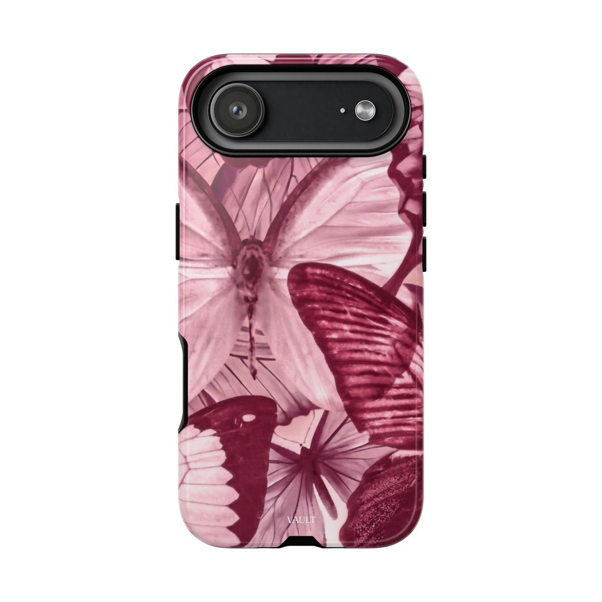 Butterfly Tough Phone Case — Vintage Pink Floral Protective Cover