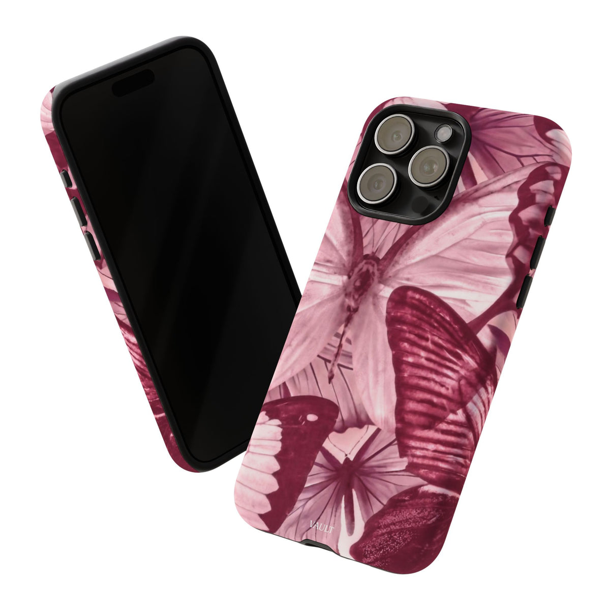 Butterfly Tough Phone Case — Vintage Pink Floral Protective Cover