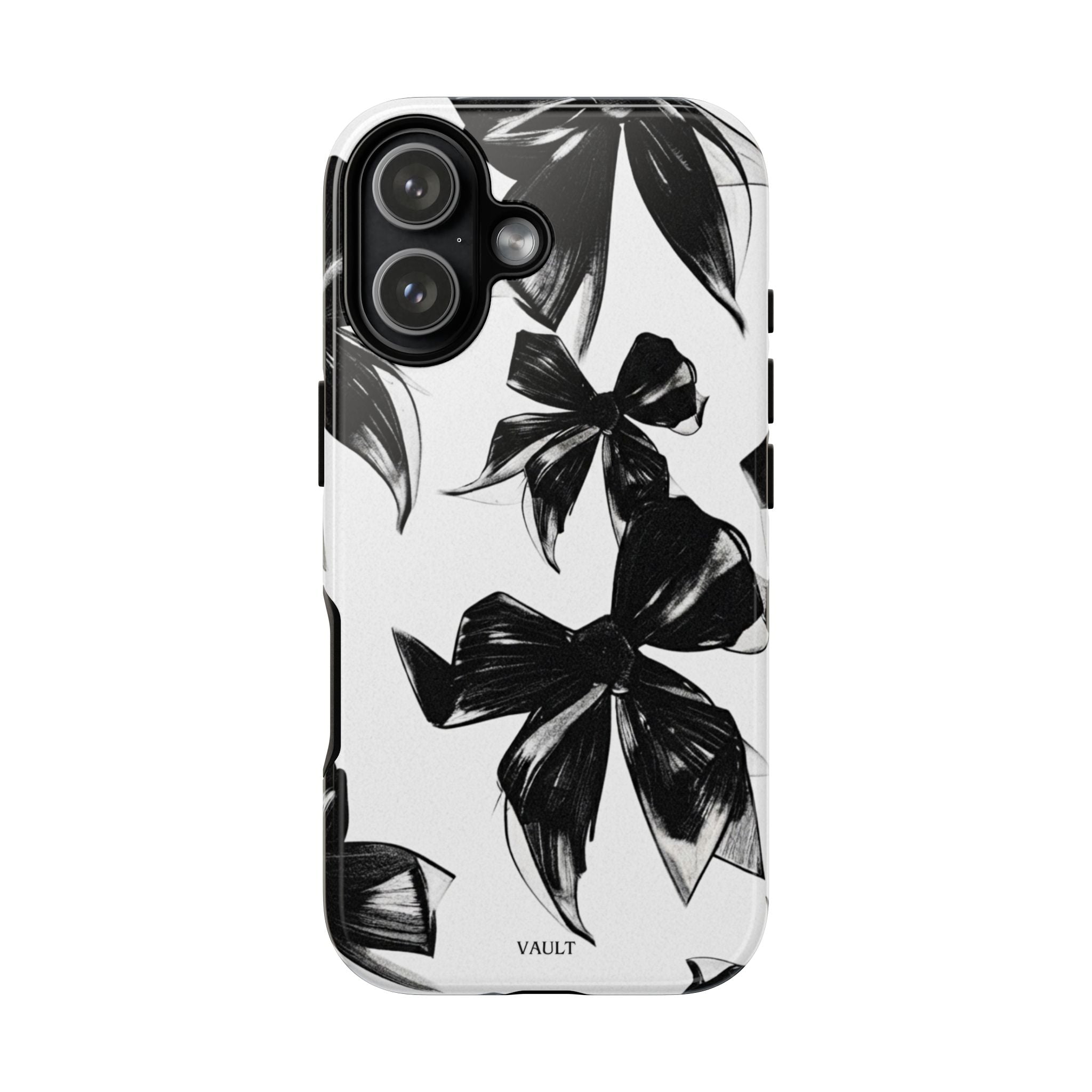 Floral Brushstroke Phone Case — Black & White Botanical Tough Case