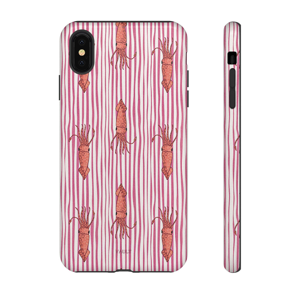 Squid Stripe Phone Case — Pink Nautical Sea Creature Pattern