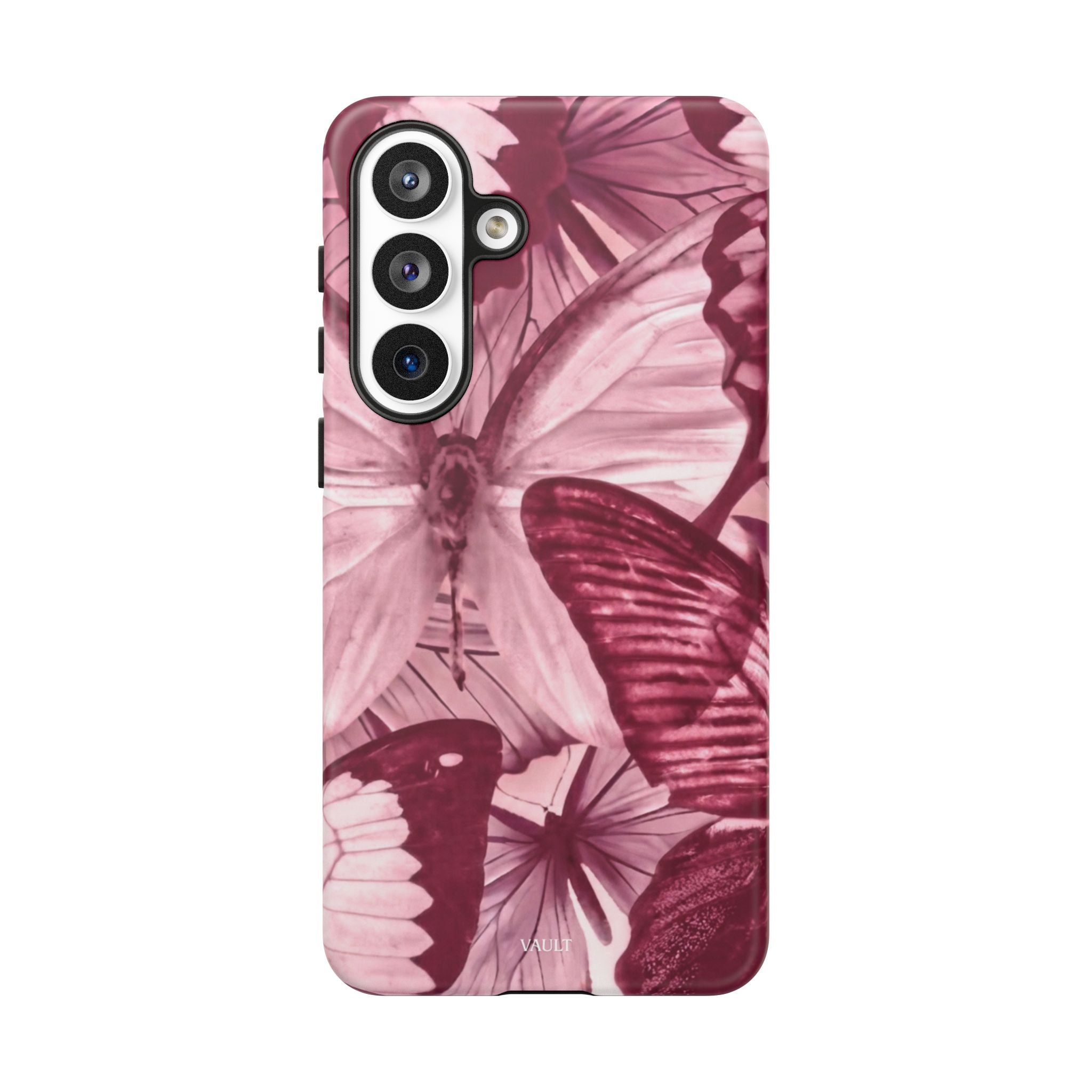 Butterfly Tough Phone Case — Vintage Pink Floral Protective Cover