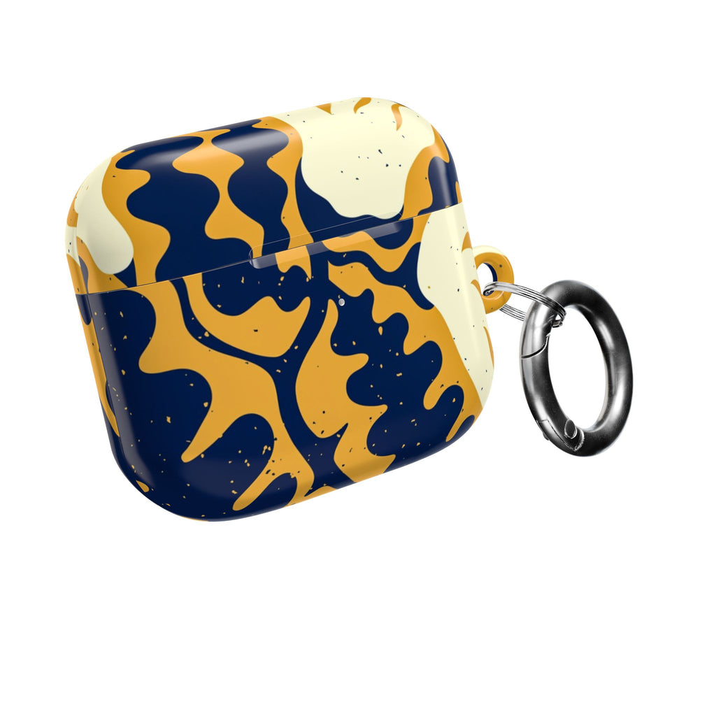 Abstract Navy & Mustard Swirl AirPod Case — Protective Designer Cover
