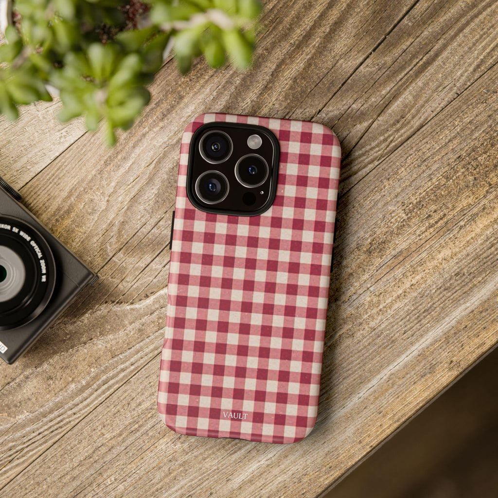 Gingham Phone Case — Red Plaid Tough Case
