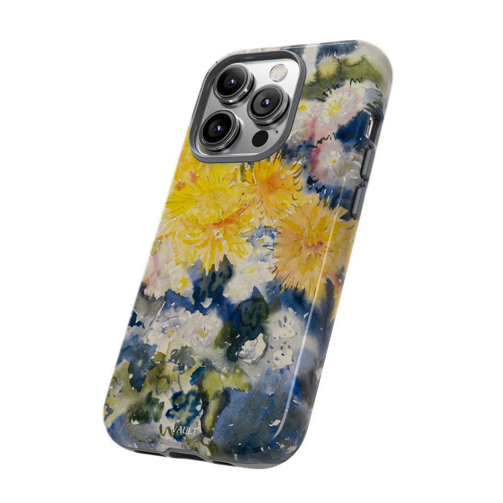 Floral Watercolor Phone Case – Yellow Chrysanthemums Design