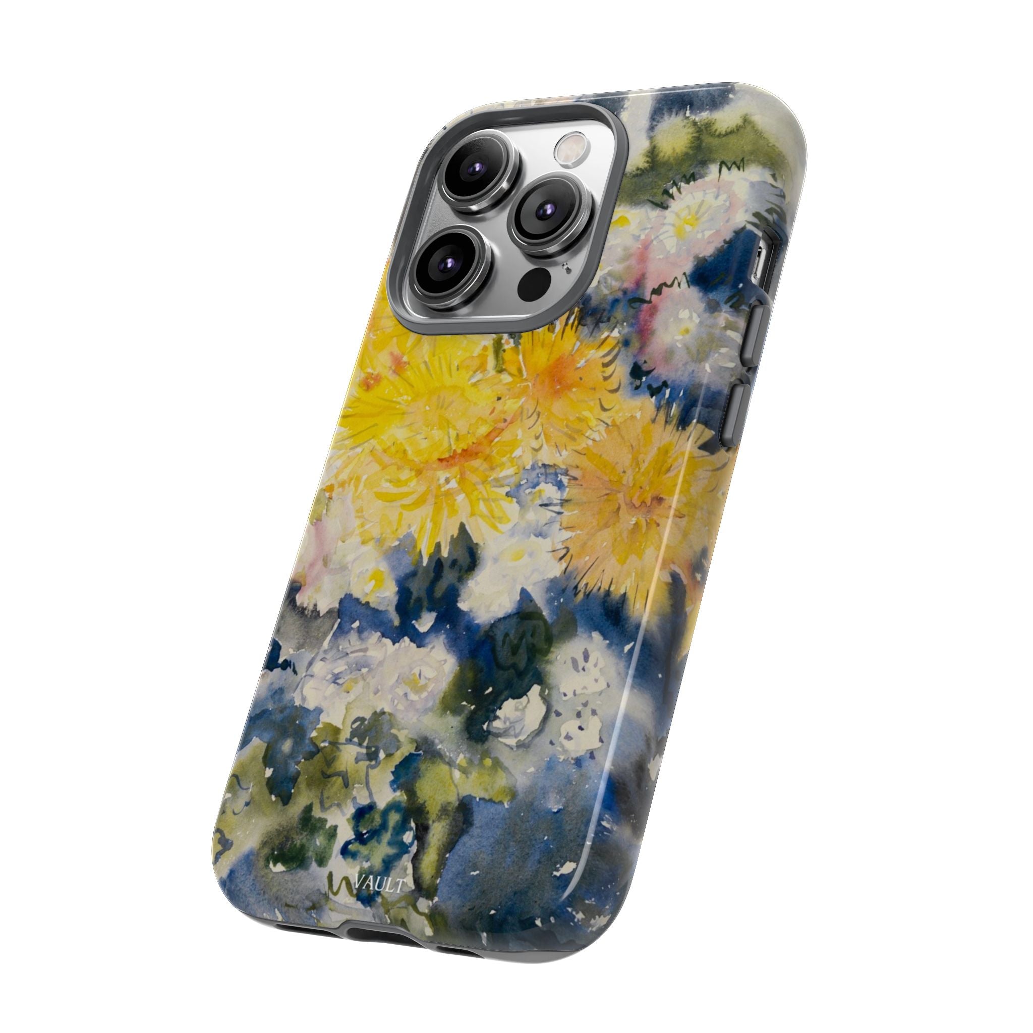 Floral Watercolor Phone Case – Yellow Chrysanthemums Design