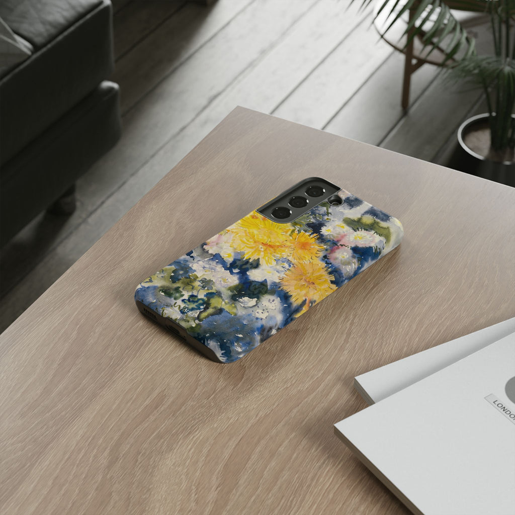 Floral Watercolor Phone Case – Yellow Chrysanthemums Design