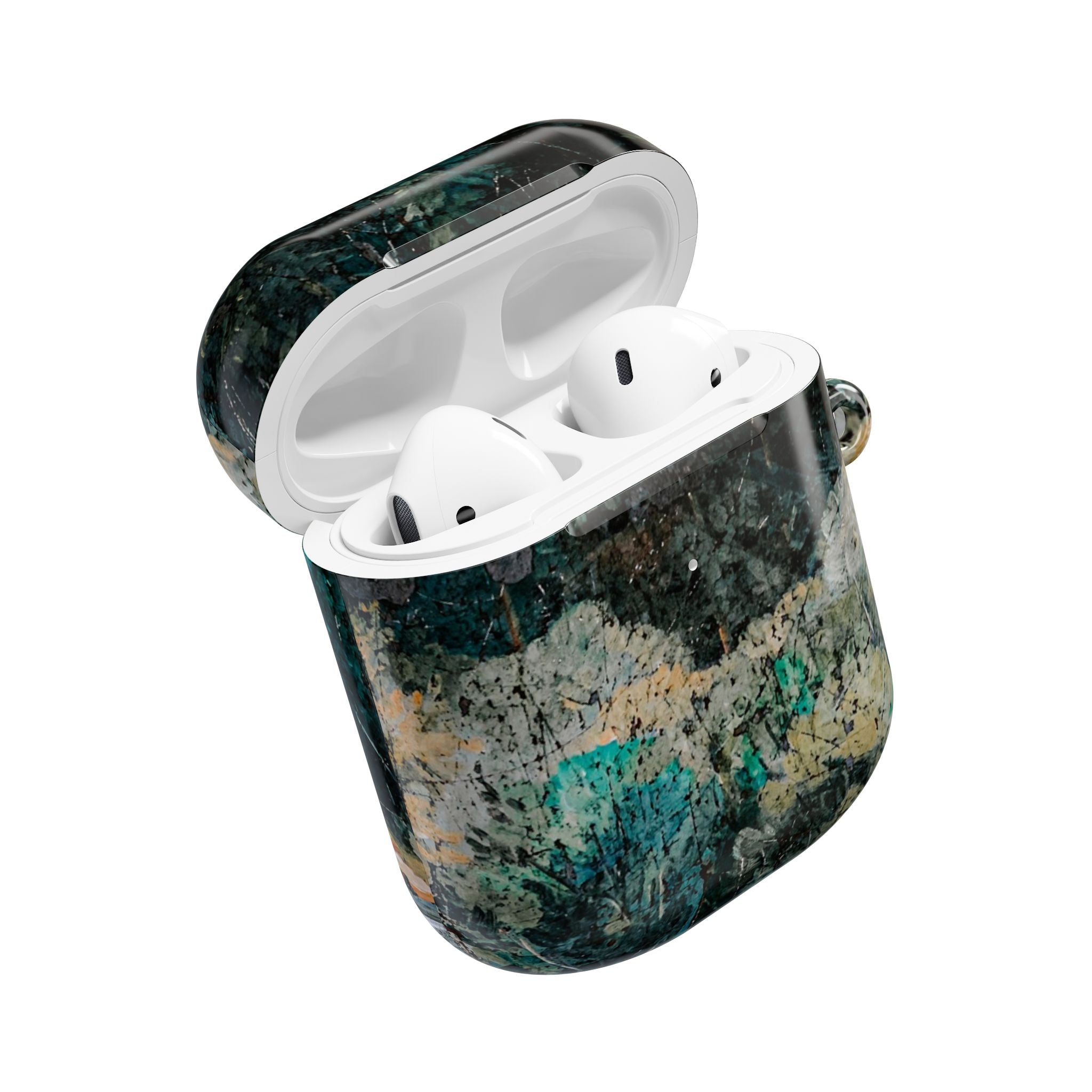 Marbled Forest AirPod Case — Green Teal Abstract Protective Cover